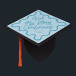 My Story Continues Blue Quirky Wavy Line Graduation Cap Topper<br><div class="desc">Perfect graduation cap for the graduate! Celebrate their accomplishment in style with this graduation cap topper. It says "and my story continues" in a fun hand written script text against a blue background. Personalize this product by adding their name and school name.</div>