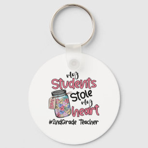 My Student Stole My Heart 2nd Grade Teacher Valent Keychain