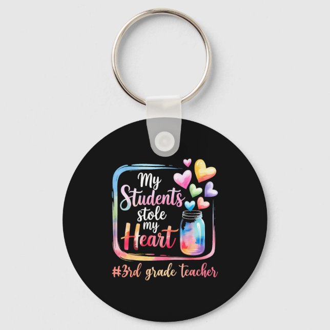 My Student Stole My Heart 3rd Grade Teacher Valent Keychain (Front)
