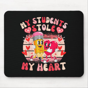 My Students Stole Heart, Valentine Teacher Groovy Mouse Pad