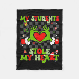 My Students Stole My Heart Christmas Xmas Teacher Fleece Blanket