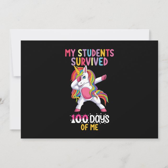 My Students Survived 100 Days of Me School Teacher Invitation (Front)