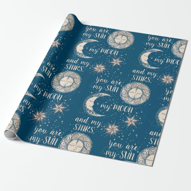 My Sun, Moon and Stars Wrapping Paper (Unrolled)