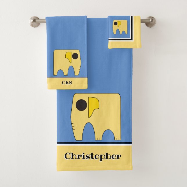 My Sunny Elephant - Personalized Bath Towel Set (Insitu)