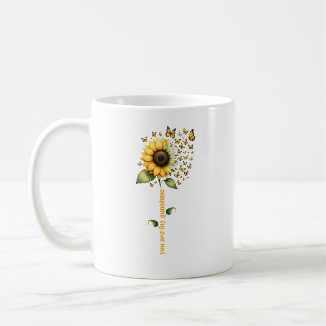 My Sunshine Butterflies Sunflower Personalized Coffee Mug (Left)