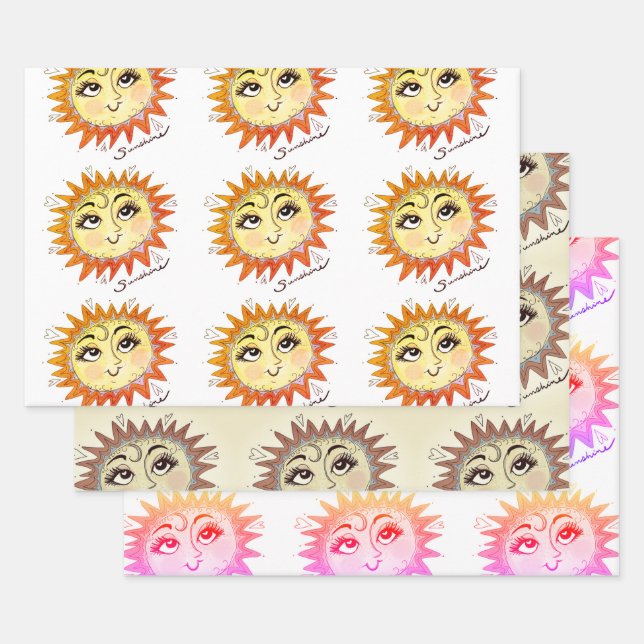 My Sunshine Fun Illustration Sun Wrapping Papier (Lot)