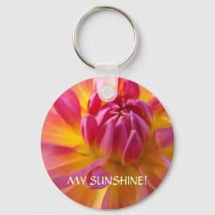 MY SUNSHINE! Pink Dahlia key chain Valentines gift