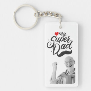 My Super Dad, Happy Father's Day, Daddy Photo Keychain