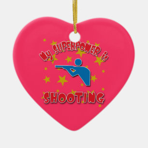 My Superpower is Shooting Ceramic Ornament