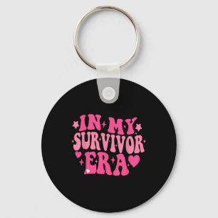 My Survivor Era Breast Cancer Awareness Retro Groo Keychain