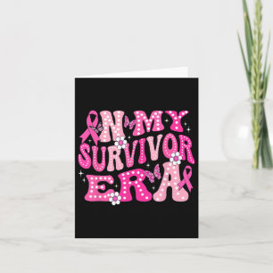 My Survivor Era Pink Groovy Retro Breast Cancer Aw Card
