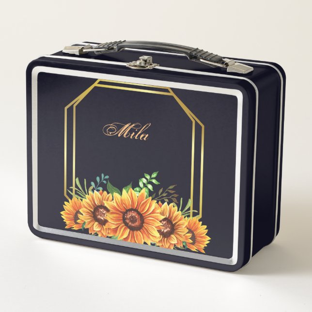 My sweet box flowers, black lunch box (Front)