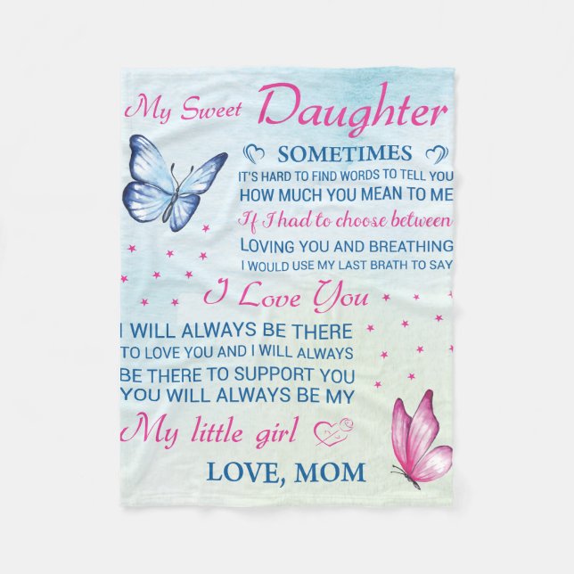My Sweet Heart Daughter's Personalized Fleece Blanket (Front)