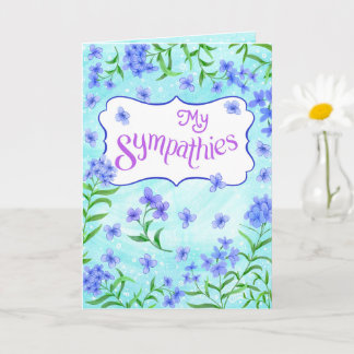 My Sympathies – Soft Floral Comfort Design Aqua Card