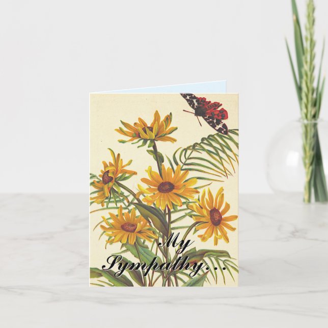 "My Sympathy…" + Flowers Condolences Card (Front)