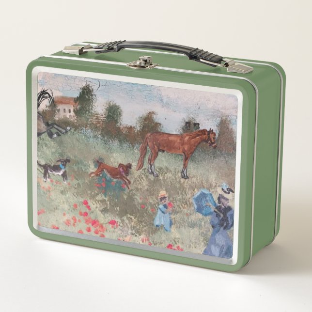 my take on Monets poppy field with my pets Serving Metal Lunch Box (Front)