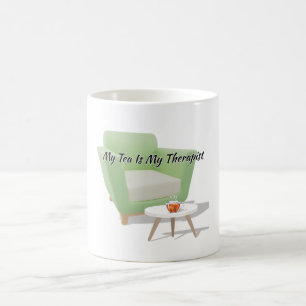 "My Tea Is My Therapist" Steaming Mug Quote Art