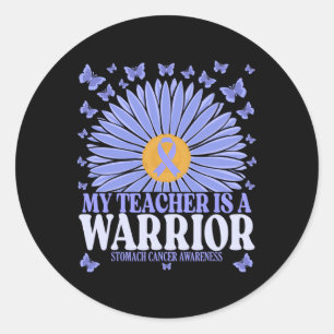 My Teacher Is A Warrior Stomach Cancer Awareness Classic Round Sticker