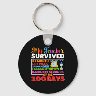My Teacher Survive 100 Days of Me Fun 100 Day Of S Keychain