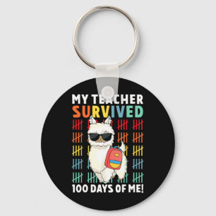 My Teacher Survived 100 Days Of Me 100th Day Of Sc Keychain