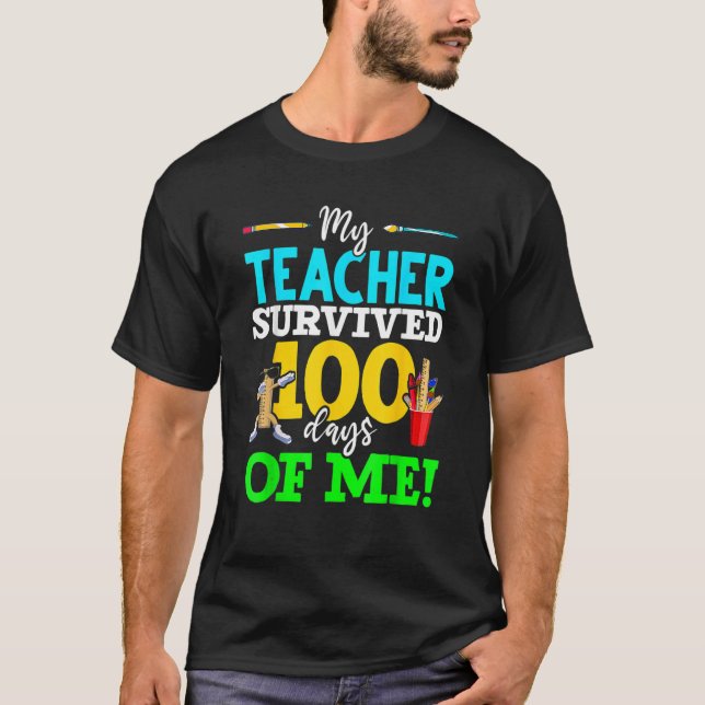My Teacher Survived 100 Days Of Me Dab 100 Days Of T-Shirt (Front)
