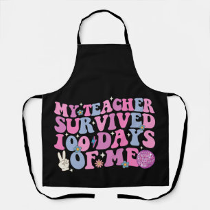 My Teacher Survived 100 Days Of Me Disco Groovy Apron