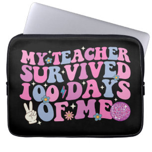 My Teacher Survived 100 Days Of Me Disco Groovy Laptop Sleeve