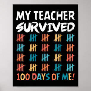 My Teacher Survived 100 Days Of Me Happy 100th Day Poster