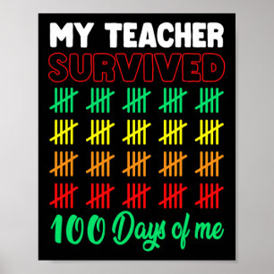 My Teacher Survived 100 Days Of Me School Fun Kids Poster