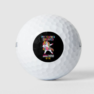 My Teacher Survived 100 Days Of Me School Unicorn Golf Balls