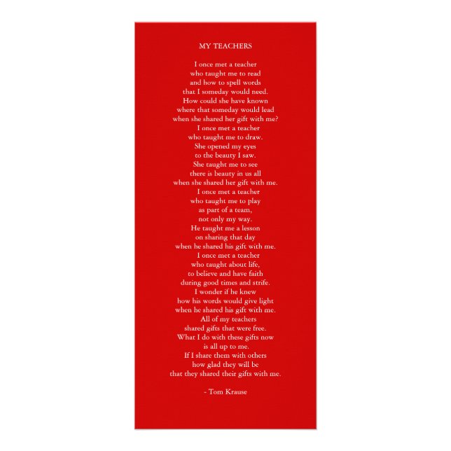 MY TEACHERS RACK CARD (Front)