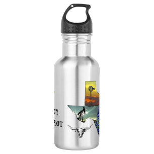 My Texas - Illustrated map outline - personalize 532 Ml Water Bottle