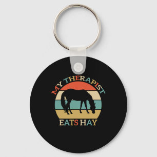 My Therapist Eats Hay Vintage Horseback Riding Wom Keychain