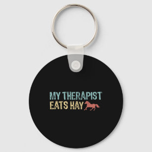 My Therapist Eats Hay Vintage Horseback Riding Wom Keychain