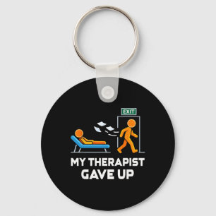 My Therapist Ga Ve Up Office Exit Stick-figure Men Keychain