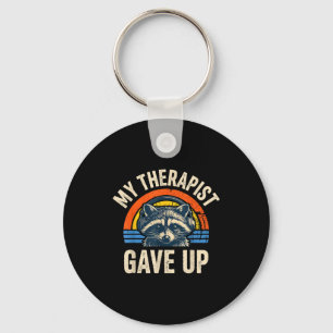 My therapist gave up funny raccoon vintage sunset keychain