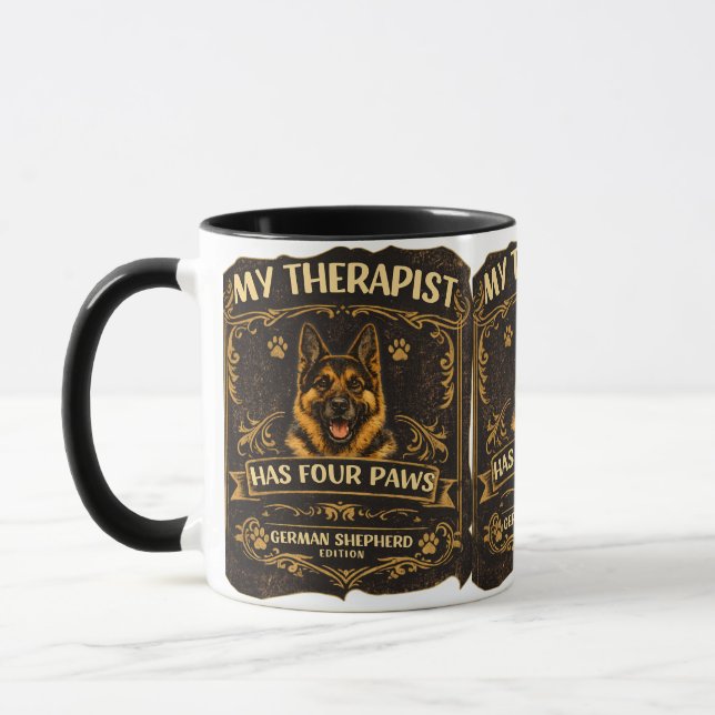 My Therapist Has Four Paws German Shepherd Mug  (Left)