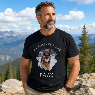 My Therapist Has Paws Dog GSD Photo Black T-Shirt