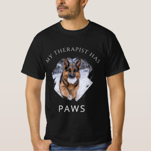 My Therapist Has Paws Dog GSD Photo Black T-Shirt