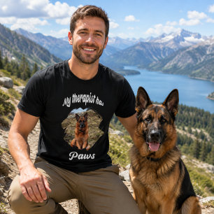 My therapist has paws dog photo black T-Shirt