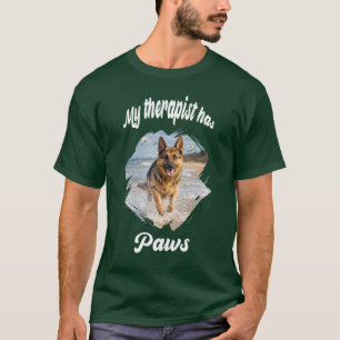 My therapist has paws dog photo green T-Shirt