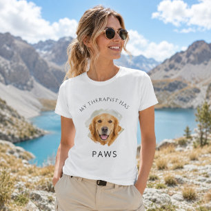 My therapist has paws Golden Retriver photo fun Tri-Blend Shirt