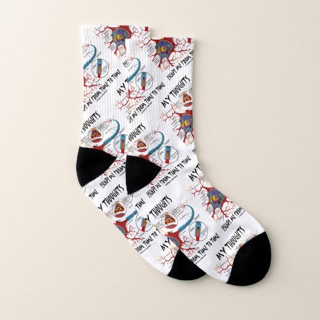 My Thoughts Escape Me Time To Time Neuron Synapse Socks (Pair)