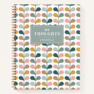 'My Thoughts' Monogram Name Floral Petals Pattern Notebook