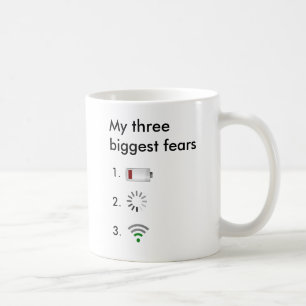 My three biggest fears low battery, loading icon, coffee mug