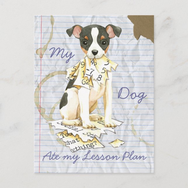 My Toy Fox Terrier Ate my Lesson Plan Postcard (Front)