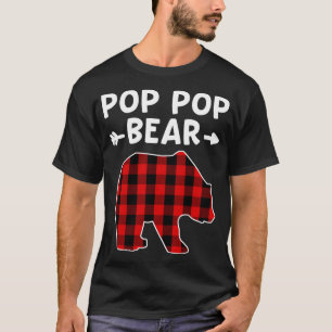 My Tribe Bears - Pop Pop Bear Red Black Plaid Bear T-Shirt