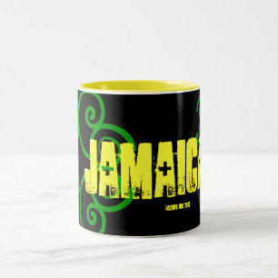 "My Trip to JAMAICA 2010" Jamaican Celtic Flag Two-Tone Coffee Mug