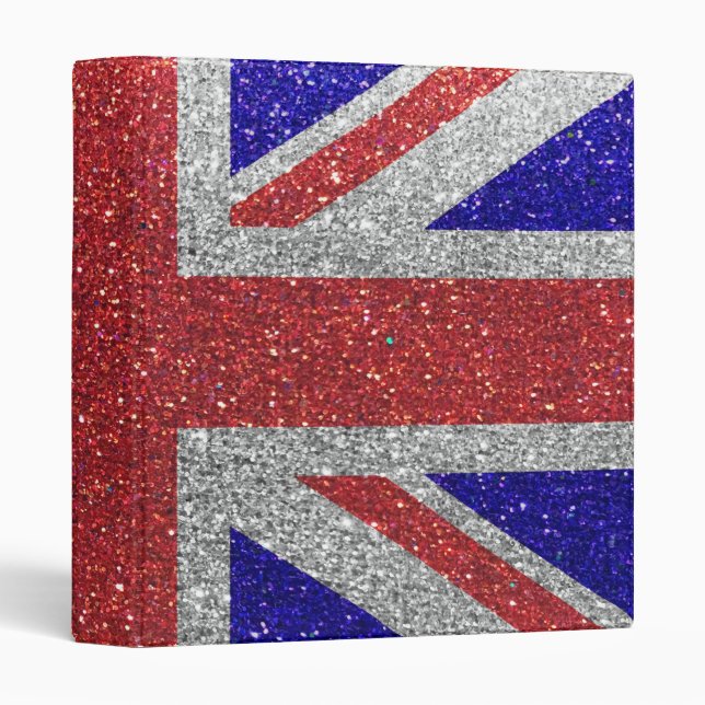 My Trip to London Union Jack Flag Glitter Sparkle Binder (Front/Spine)