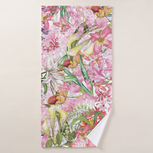 My tropical colourful foliage exotic flower garden bath towel set (Bath Towel)
